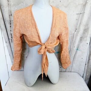 Lisa Marie Fernandez Linen Tie Front Crop Shirt